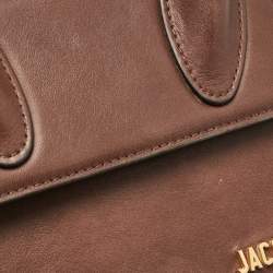 مملوكة مسبقًا Jacquemus Brown Leather Le Chiquito Moyen Top Handle Bag