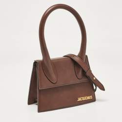 مملوكة مسبقًا Jacquemus Brown Leather Le Chiquito Moyen Top Handle Bag
