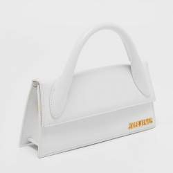 Pre Owned Jacquemus White Leather Long Le Chiquito Top Handle Bag