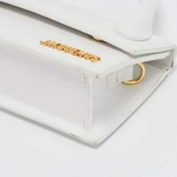 Pre Owned Jacquemus White Leather Long Le Chiquito Top Handle Bag