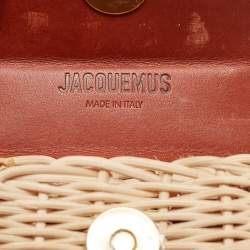 Jacquemus Brown/Cream Woven Rattan and Leather Wicker Le Chiquito Top Handle Bag