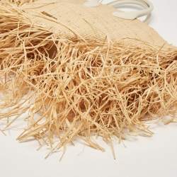 Pre Owned Jacquemus Beige Woven Raffia and Leather Le Baci Fringe Tote
