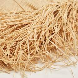 Pre Owned Jacquemus Beige Woven Raffia and Leather Le Baci Fringe Tote