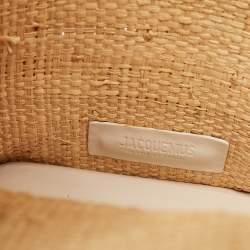 Pre Owned Jacquemus Beige Woven Raffia and Leather Le Baci Fringe Tote
