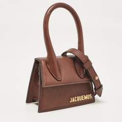 Jacquemus Dark Brown Leather Mini Le Chiquito Top Handle Bag