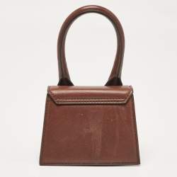 Jacquemus Dark Brown Leather Mini Le Chiquito Top Handle Bag