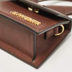 Jacquemus Dark Brown Leather Mini Le Chiquito Top Handle Bag