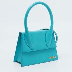 Jacquemus Light Blue Leather Grand Le Chiquito Top Handle Bag