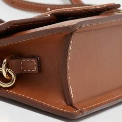 Pre Owned Jacquemus Brown Leather Mini Le Bambino Top Handle Bag