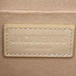 Pre Owned Jacquemus Cream Leather Le Chiquito Moyen Top Handle Bag