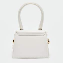 Jacquemus White Leather Le Chiquito Moyen Top Handle Bag