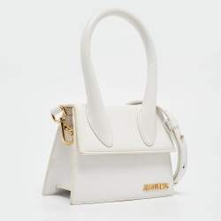 Jacquemus White Leather Le Chiquito Moyen Top Handle Bag