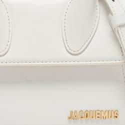 Jacquemus White Leather Le Chiquito Moyen Top Handle Bag