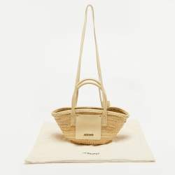 Jacquemus Cream Raffia and Leather Le Petit Panier Soleil Basket Bag