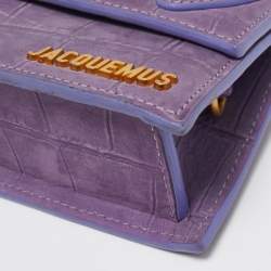Jacquemus Purple Croc Embossed Nubuck Leather Mini Le Chiquito Top Handle Bag