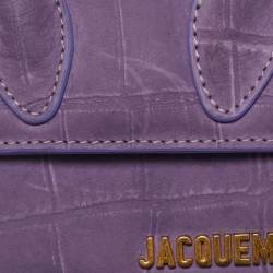 Jacquemus Purple Croc Embossed Nubuck Leather Mini Le Chiquito Top Handle Bag