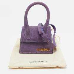 Jacquemus Purple Croc Embossed Nubuck Leather Mini Le Chiquito Top Handle Bag