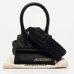 Pre Owned Jacquemus Black Leather Mini Le Chiquito Top Handle Bag