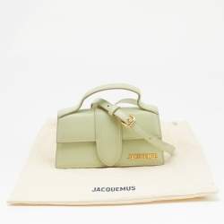 Jacquemus Light Green Leather Le Bambino Mini Top Handle Bag.