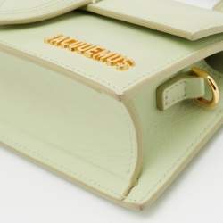 Jacquemus Light Green Leather Le Bambino Mini Top Handle Bag.