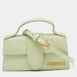 Jacquemus Light Green Leather Le Bambino Mini Top Handle Bag.