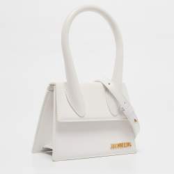 Pre Owned Jacquemus White Leather Le Chiquito Moyen Top Handle Bag