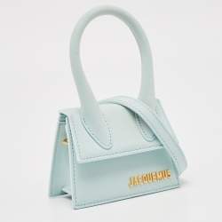 Jacquemus Light Blue Leather Mini Le Chiquito Top Handle Bag