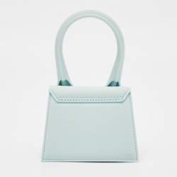 Jacquemus Light Blue Leather Mini Le Chiquito Top Handle Bag