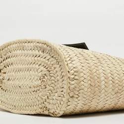 Jacquemus Black/Cream Raffia and Leather Le Panier Soleil Basket Bag 