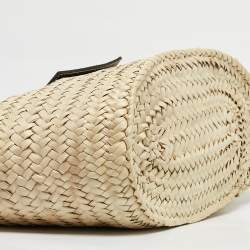 Jacquemus Black/Cream Raffia and Leather Le Panier Soleil Basket Bag 