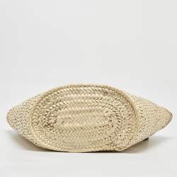 Jacquemus Black/Cream Raffia and Leather Le Panier Soleil Basket Bag 