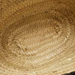 Jacquemus Black/Cream Raffia and Leather Le Panier Soleil Basket Bag 