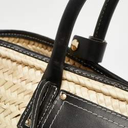 Jacquemus Black/Cream Raffia and Leather Le Panier Soleil Basket Bag 