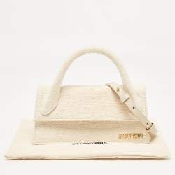 مملوكة مسبقًا Jacquemus Off White Canvas Long Le Chiquito Top Handle Bag