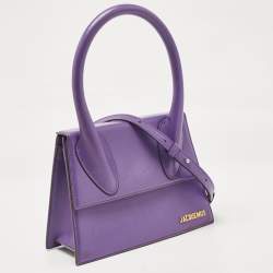 Pre Owned Jacquemus Purple Leather Grand Le Chiquito Top Handle Bag