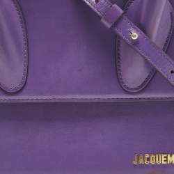 Pre Owned Jacquemus Purple Leather Grand Le Chiquito Top Handle Bag