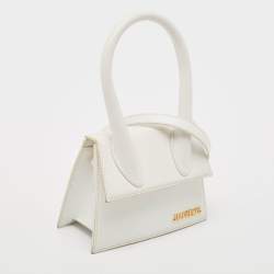 Pre Owned Jacquemus White Leather Le Chiquito Moyen Top Handle Bag