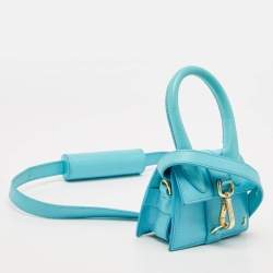 Jacquemus Light Blue Leather Mini Le Chiquito Montagne Top Handle Bag