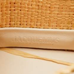 Pre Owned Jacquemus White/Natural Leather and Raffia Let Petite Baci Tote
