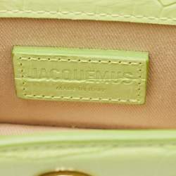Jacquemus Light Green Croc Embossed Leather Mini Le Chiquito Top Handle Bag