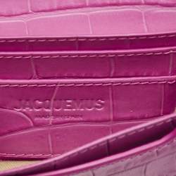 Jacquemus Pink Croc Embossed Leather La Riviera Double Tour Belt Bag