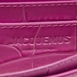 Jacquemus Pink Croc Embossed Leather La Riviera Double Tour Belt Bag