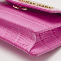 Jacquemus Pink Croc Embossed Leather La Riviera Double Tour Belt Bag