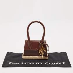 Pre Owned Jacquemus Dark Brown Leather Le Chiquito Moyen Cordao Top Handle Bag