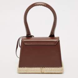 Pre Owned Jacquemus Dark Brown Leather Le Chiquito Moyen Cordao Top Handle Bag