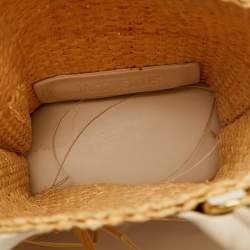 Jacquemus White/Natural Leather and Raffia Let Petite Baci Tote