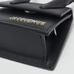 Pre Owned Jacquemus Black Leather Mini Le Chiquito Top Handle Bag