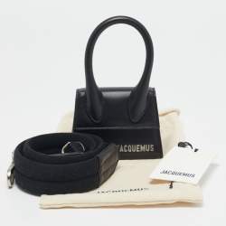 Pre Owned Jacquemus Black Leather Mini Le Chiquito Top Handle Bag
