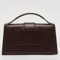 Pre Owned Jacquemus Dark Brown Leather Le Grand Bambino Top Handle Bag