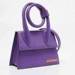 Jacquemus Purple Leather Le Chiquito Noeud Top Handle Bag